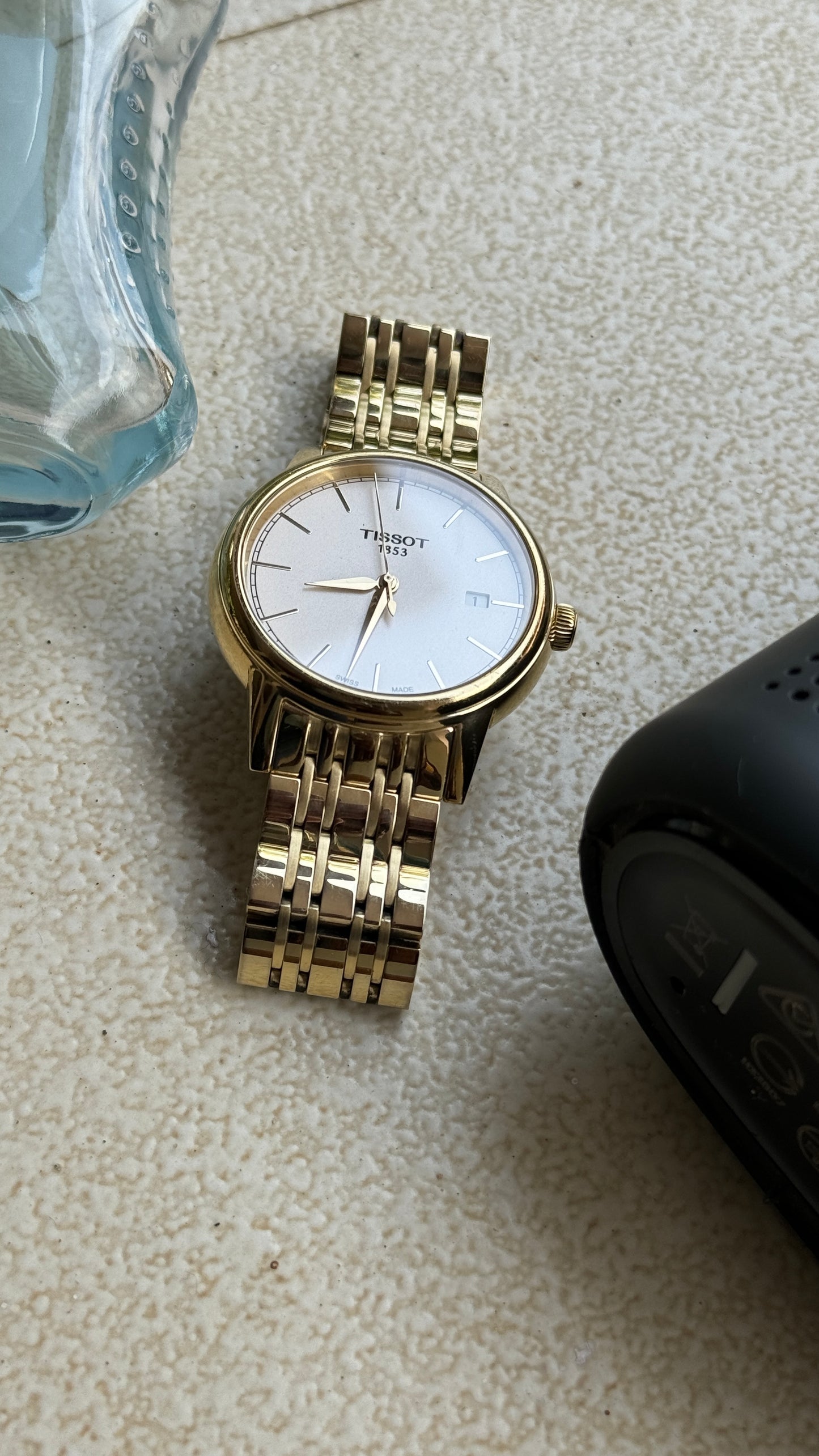 Pre Owned Tissot Carson Champagne Dial GoldTone Stainless Steel Men's Watch T0854103302100