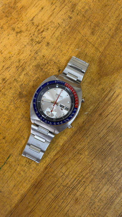 Pre Owned Vintage Seiko Automatic Chronograph Silver Pogue  (Super Rare & Well Preserved)
