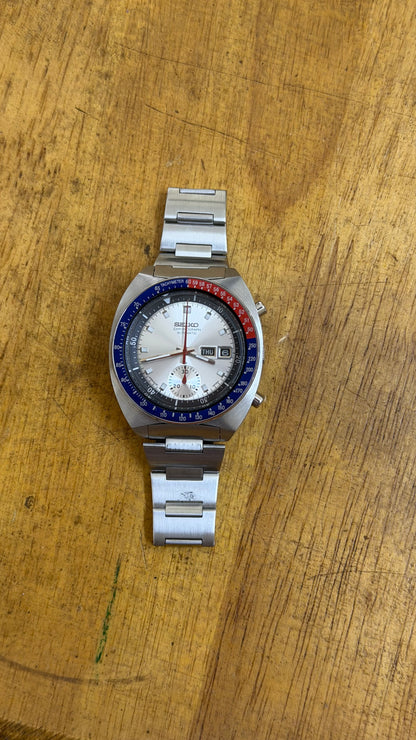 Pre Owned Vintage Seiko Automatic Chronograph Silver Pogue  (Super Rare & Well Preserved)