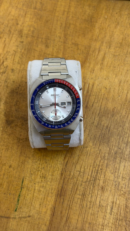 Pre Owned Vintage Seiko Automatic Chronograph Silver Pogue  (Super Rare & Well Preserved)