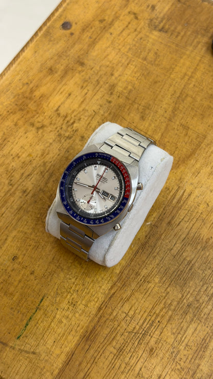 Pre Owned Vintage Seiko Automatic Chronograph Silver Pogue  (Super Rare & Well Preserved)