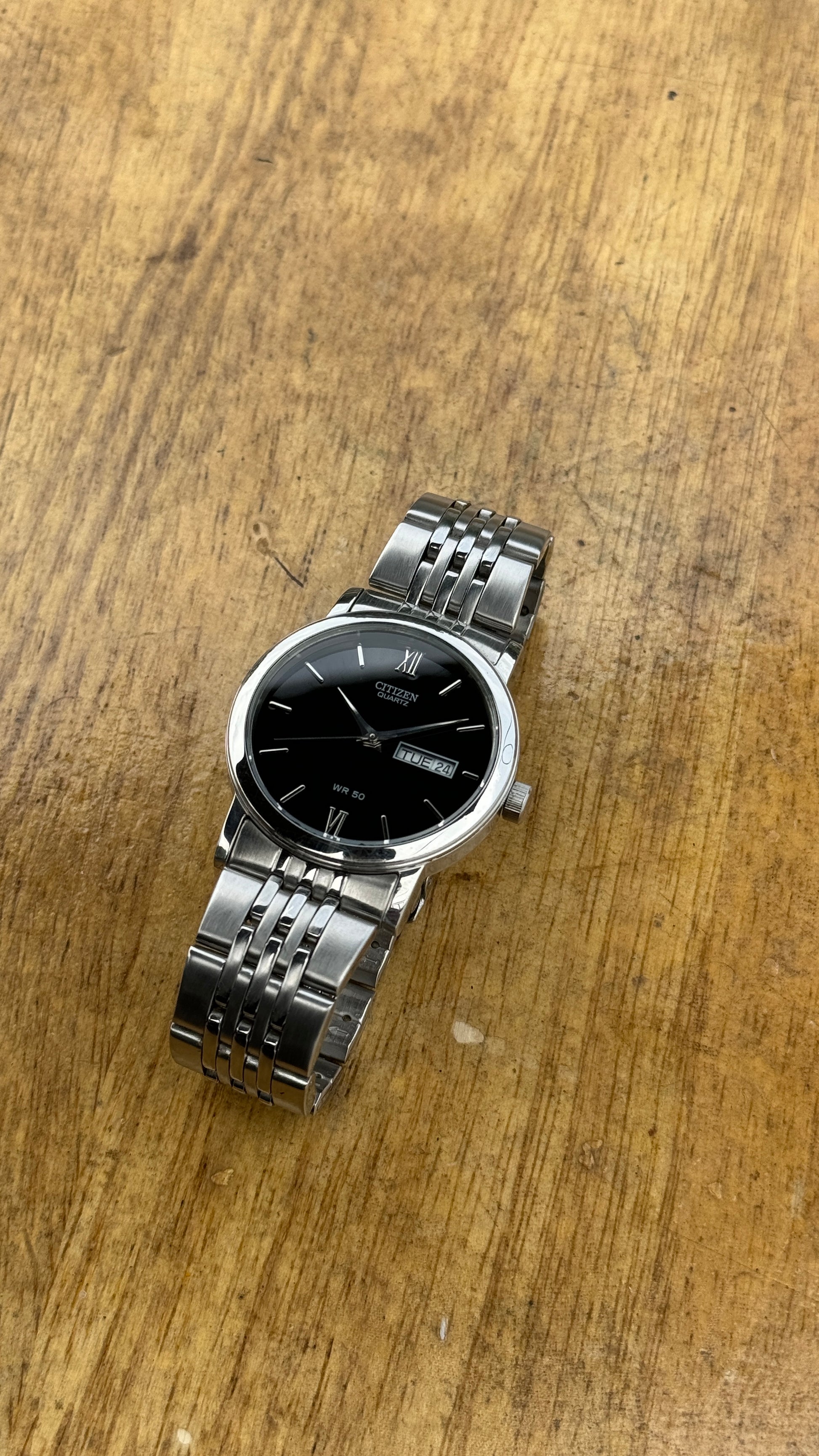 Vintage Citizen Quartz Watch Black Dial – THEWATCHPROJECTS