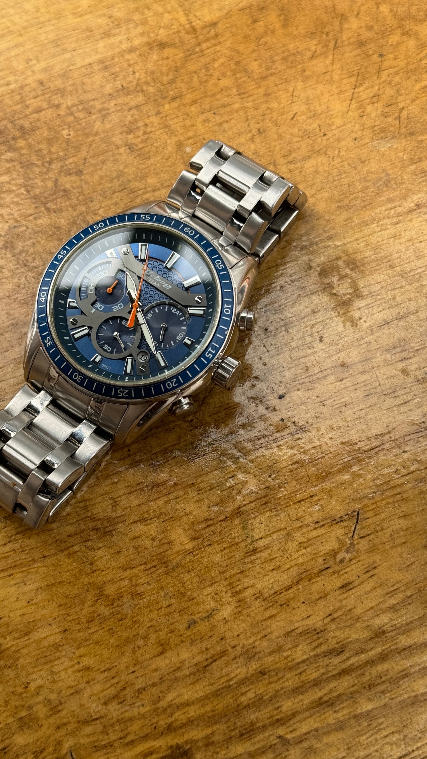 Pre Owned Titan Chronograph Blue Dial